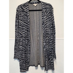 Women's Terra & Sky Cardigan Size 0X Gray‎ & Black Zebra Print